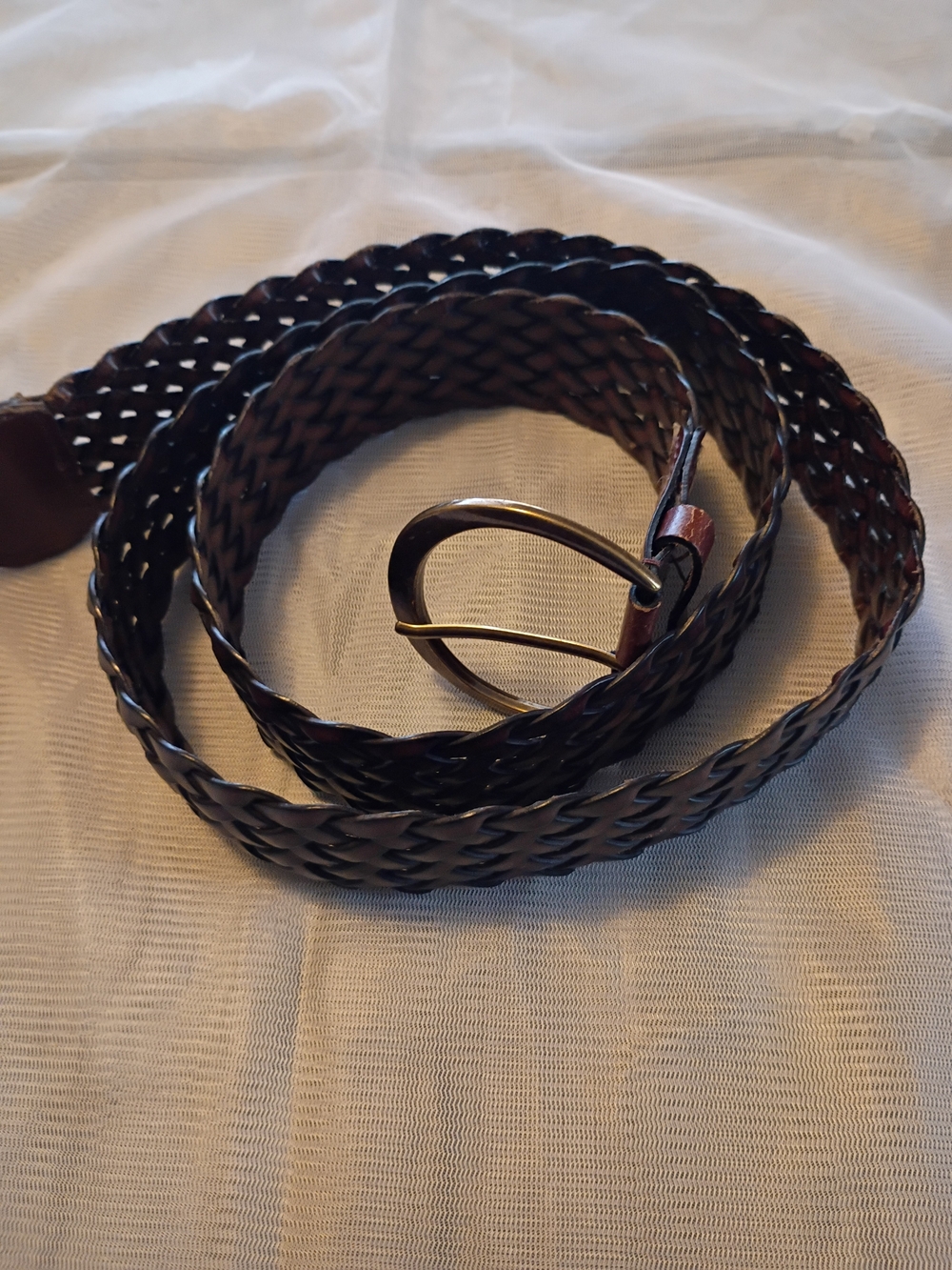 Classic Braided Leather Women's Belt - Brown 50 Inches Adjustable Unisex